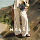 MSLAN「直腿神器」可調(diào)節(jié)抽繩休閑褲亞麻老錢風(fēng)復(fù)古松弛感闊腿褲 淺沙 M