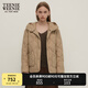 Teenie Weenie小熊女裝春季休閑松弛感輕薄連帽羽絨服外套上衣 卡其色 S (160)