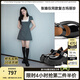 MIO【張婧怡同款】米奧春季超高跟單鞋蝴蝶搭扣淺口瑪麗珍鞋女 黑色 37