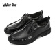 Walker Shop 商務(wù)休閑皮鞋男鞋【優(yōu)選頭層牛皮】軟底軟面厚底通勤大頭皮鞋男 黑色系帶 39