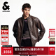 杰克·瓊斯（JACK&JONES）男裝士夾克羊皮革插袋時(shí)尚長(cháng)袖寬松立領(lǐng)經(jīng)典舒適上衣225410002 E09巧克力棕 常規 M （175）