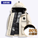 斯巴奴極寒加厚白鵝絨羽絨服男中長(cháng)款2025冬季新款工裝保暖外套潮 卡其 L
