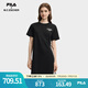 FILA 斐樂(lè)官方女子針織連衣裙2025秋季新款時(shí)尚休閑舒適拼接T恤裙 正黑色-BK L 170/88A/L