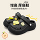 鉑吶苓厚底洞洞鞋女可愛(ài)蘋(píng)果卡通時(shí)尚外穿2025年夏季透氣軟底包頭涼拖鞋 黑色-蘋(píng)果8個(gè)裝 38-39