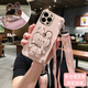 兔子適用蘋:果15手機(jī)保護(hù)殼補(bǔ)妝鏡支架6PLus新款iPhoneXs可愛13 直邊電鍍-亮金-【兔比兔鏡子支架】打孔+G21時(shí)鐘 iPhone:15:Pro:Max