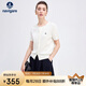 Navigare意大利小帆船女彈力短袖針織開衫純色圓領(lǐng)外套2324595501 白 L 