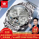 歐利時(shí)（OLEVS）瑞士認(rèn)證品牌手表男機(jī)械表全自動(dòng)夜光防水多功能男士手表潮流男表 OLEVS-6607-鋼帶本灰