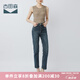 古田森夏季女裝韓版可翻邊顯瘦長褲子高腰直筒牛仔褲女1S1936 藍(lán)色 28碼 (2尺1)