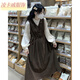 凌卡戚秋冬新款韓版百搭背帶連衣裙女學(xué)生中長(cháng)款甜美收腰背心裙子兩件套 主圖款 S【關(guān)注店鋪配小禮物】