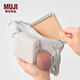 無印良品（MUJI）再生聚酯纖維 雙拉鏈包收納袋 居家旅行數(shù)據(jù)線小收納包便攜零錢包 淺灰色/M/長(zhǎng)19*寬13.5cm