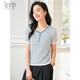 初申夏季短袖T恤女時(shí)尚簡(jiǎn)約百搭條紋V領(lǐng)設計感氣質(zhì)針織上衣S143T1535