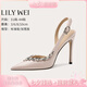 Lily Wei【愛之蜜語】法式唯美浪漫高跟涼鞋后空氣質(zhì)優(yōu)雅女鞋小碼 香檳粉【跟高10cm】 36