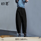 日著原創(chuàng)女褲2025年秋季新款黑白休閑寬松顯瘦貢緞棉闊腿褲子 都市黑 XL