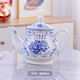 茶壺陶瓷大容量青花陶瓷茶壺家用耐高溫涼水壺過(guò)濾大容 藍牡丹濾網(wǎng)紅繩刷裝2000ml