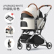 bello   W1 中小型寵物推車(chē)犬外出行狗車(chē)包分離狗狗折疊鋁合金狗車(chē)貓車(chē) W1珍珠白 【可分離】送雨罩 寵物推車(chē)