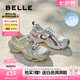 百麗（Belle）快樂星球機(jī)能風(fēng)厚底老爹鞋女25秋新透氣大網(wǎng)孔休閑鞋B2736CM5 朋克星宇-灰色/金 37 (235mm)