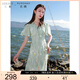 三彩大碼女裝2025春季新款浪漫V領(lǐng)繡花連衣裙長(zhǎng)裙收腰胖MM