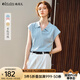 Olrain歐芮兒POLO領(lǐng)針織衫女裝春夏2025新款寬松氣質(zhì)休閑上衣 藍(lán)色 M