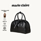 MARIE CLAIRE輕奢大牌女包奢侈品包包2025新款女士手提貝殼包通勤百搭斜挎包 黑色【限定禮盒-現(xiàn)貨速發(fā)】送labubu掛飾