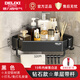 德力西（DELIXI）廚房浴室三角置物架調(diào)料架轉(zhuǎn)角壁掛多功能收納刀架筷筒砧板架 黑單層平面帶桿 32cm*24cm*4.5cm