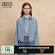 Teenie Weenie小熊牛仔外套女2025年春季新款刺繡簡(jiǎn)約休閑短款?yuàn)A克外套女 中藍(lán)色 S