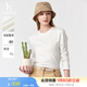 哈吉斯（HAZZYS）女裝 春季女士【PHIZ系列】圓領(lǐng)休閑長(zhǎng)袖T恤衫女 米黃色OW L (165/88A 40)