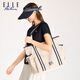 ELLE ACTIVE防潑水大容量托特包戶外運動單肩包女25新款撞色休閑通勤包包 杏色