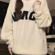 VEOX毛衣女針織衫女2025新款秋冬多巴胺字母提花軟乎乎套頭學(xué)生溫柔風(fēng) 奶白色毛衣 M 95-105