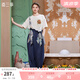 兩三事兩三事梵高背帶牛仔褲女2025夏季新款復(fù)古慵懶寬松休閑褲穿花引蝶 牛仔藍(lán) M