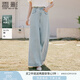 香影淺色天絲牛仔直筒褲女2025夏季新款長褲寬松水洗大褲腳闊腿褲 牛仔藍 M 160/84A/95-110斤