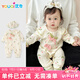 優(yōu)奇嬰兒衣服公主風(fēng)春秋季田園碎花長袖連體衣女寶寶春裝哈衣外穿爬服