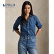 Polo Ralph Lauren 拉夫勞倫 女裝 經(jīng)典款修身版棉質(zhì)牛仔布襯衫RL26485 400-藍(lán)色 M (8)