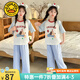 G.DUCKKIDS童裝女童睡衣夏季2025新款兒童家居服套裝洋氣印花大童女孩空調服 格子臘腸狗【短袖款】 140 (建議身高130-140 9-10歲)