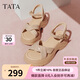 他她tata休閑厚底涼鞋女鞋法式氣質(zhì)涼鞋2025夏季CXT01BL5  杏色 37