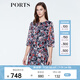 PORTS寶姿  春夏新品女裝優(yōu)雅印花系帶連衣裙A字裙LN8D134HPP027 黑色印花 M (6)