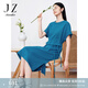玖姿·安娜蔻輕運(yùn)動(dòng)感肌理連衣裙女裝夏款休閑寬松開衩裙子藍(lán)色 湖藍(lán) M