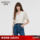 歌莉婭V領(lǐng)襯衫女裝上衣夏季新款氣質(zhì)通勤荷葉邊襯衣1C7R3I520 07W米色 S (165)