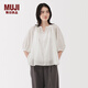 無(wú)印良品（MUJI）女式 強(qiáng)捻短袖罩衫 t恤上衣打底衫女款內(nèi)搭女裝25年夏季 BC2LLC5S 米白色 M (160/84A)