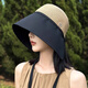 正黛防曬漁夫帽子女夏季大帽檐防紫外線(xiàn)遮陽(yáng)帽顯臉小戶(hù)外草編太陽(yáng)帽 卡其草編黑色布 M（56-58cm）