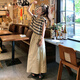 拉夏貝爾（La Chapelle）韓系學(xué)院風(fēng)休閑時尚套裝裙女2025夏新款條紋上衣工裝半身裙兩件套 圖片色 M 115斤內(nèi)