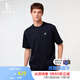 哈吉斯（HAZZYS）男女裝 2025夏季新款【PHIZ系列】情侶款復古繡花寬松圓領(lǐng)T恤 深藏青色DN -男 L （175/96A 48） 男
