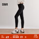 森馬（Semir）休閑褲女修身磨毛輕暖小腳褲2024秋冬新款顯腿長(cháng)九分鯊魚(yú)褲瑜伽褲 黑色90001 M