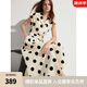 ELLE復(fù)古波點(diǎn)收腰無袖連衣裙女2024夏季新款中長款高端精致裙子 波點(diǎn) S