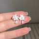 民族風古法月橙花足銀磨砂百合花玉蘭花耳釘清冷感鋯石水滴耳飾女 足銀百合花玉蘭花耳釘 足銀/克重約3.2g/對
