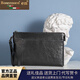 洛斯伯里品牌手包男頭層植鞣牛皮手抓包簡(jiǎn)約商務(wù)休閑大容量手拿男士包包新款真皮信封包 黑色 30*4*21CM（9.7英寸）