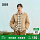 森馬夾克男冬季復古仿羊羔毛翻領(lǐng)外套寬松繡花棉服潮109724108104