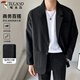 啄木鳥（TUCANO）西服西裝外套男四季款商務(wù)休閑純色正裝職業(yè)裝單西男裝 黑色 XL