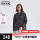 英克斯（inxx）APYD潮牌秋新品個性做舊圓領長袖T恤男女寬松休閑套頭打底衫上衣 棕色 S