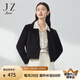 玖姿（JUZUI）箱型短款醋酸西裝外套女裝春款職業(yè)通勤外套 素黑 S