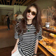MMEKOR樸夫人心動(dòng)條紋短袖T恤女夏季寬松百搭純棉體恤小衫氣質(zhì)上衣89985 黑白條 L 40碼（110-130斤）
